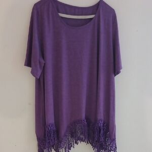 Elegant Purple Women's Tunic with Lace Hem